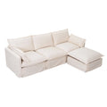 93,31 Faux Lenon Modułowa Sofa Narożna z Otomaną, Drewniany Stelaż