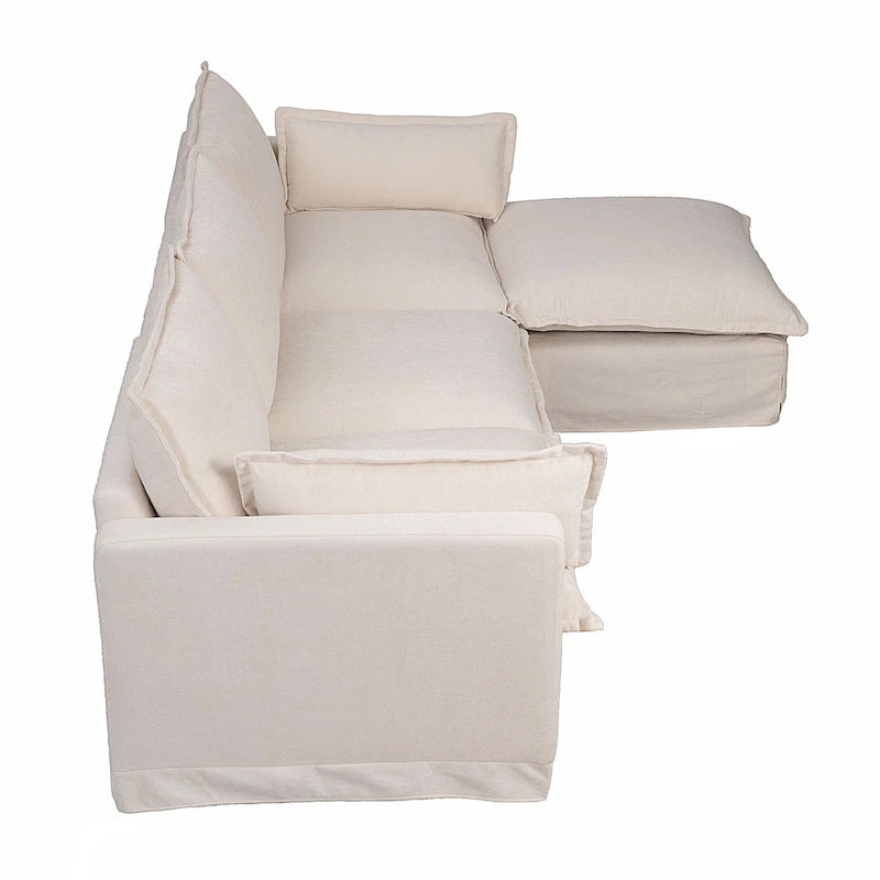 93,31 Faux Lenon Modułowa Sofa Narożna z Otomaną, Drewniany Stelaż