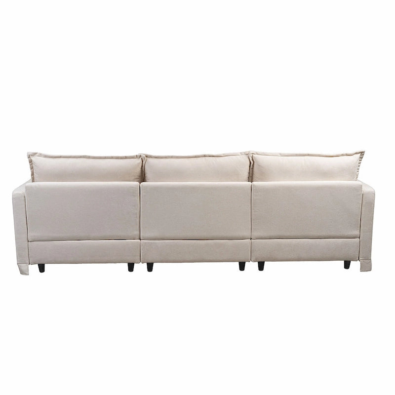 93,31 Faux Lenon Modułowa Sofa Narożna z Otomaną, Drewniany Stelaż