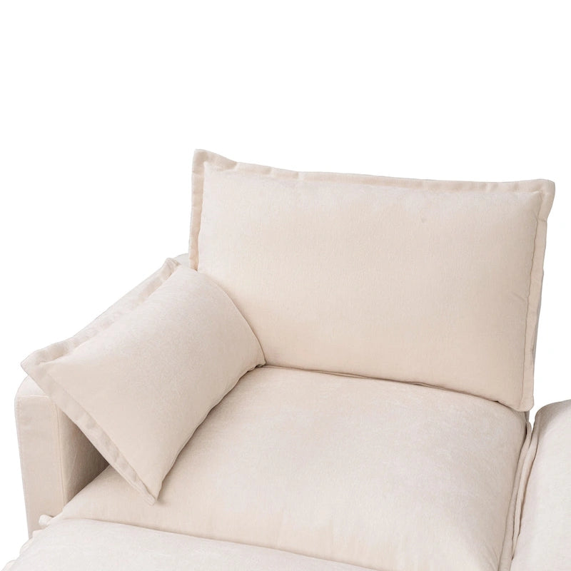 93,31 Faux Lenon Modułowa Sofa Narożna z Otomaną, Drewniany Stelaż