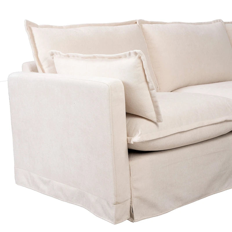 93,31 Faux Lenon Modułowa Sofa Narożna z Otomaną, Drewniany Stelaż