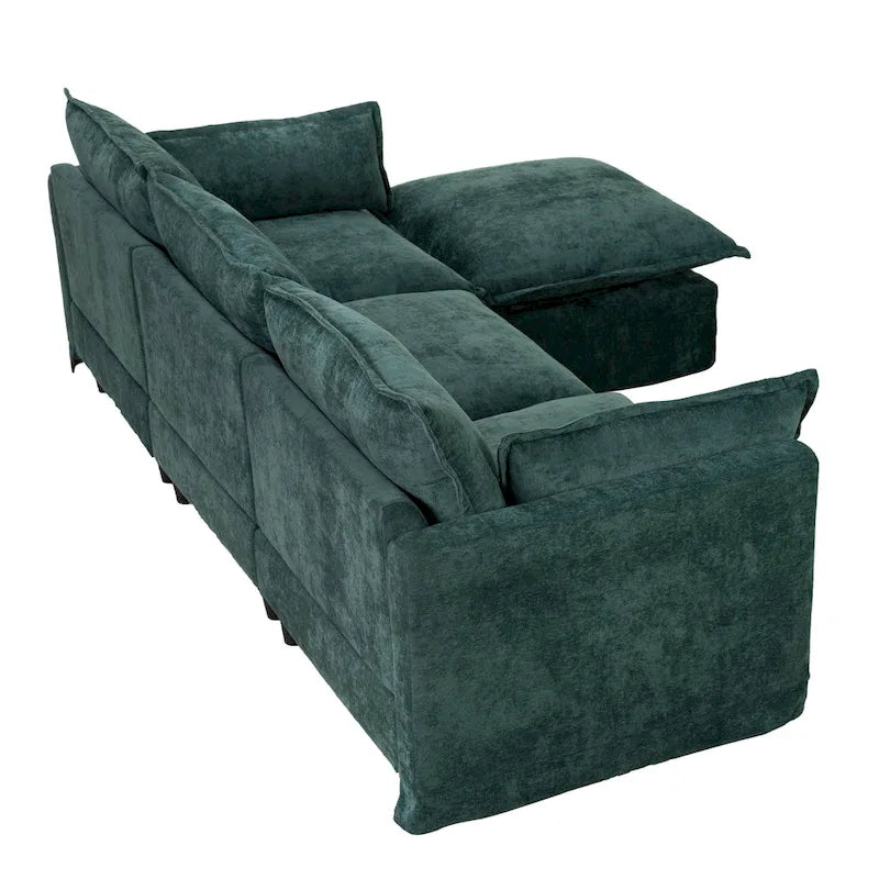 93,31 Faux Lenon Modułowa Sofa Narożna z Otomaną, Drewniany Stelaż