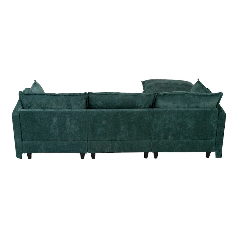 93,31 Faux Lenon Modułowa Sofa Narożna z Otomaną, Drewniany Stelaż