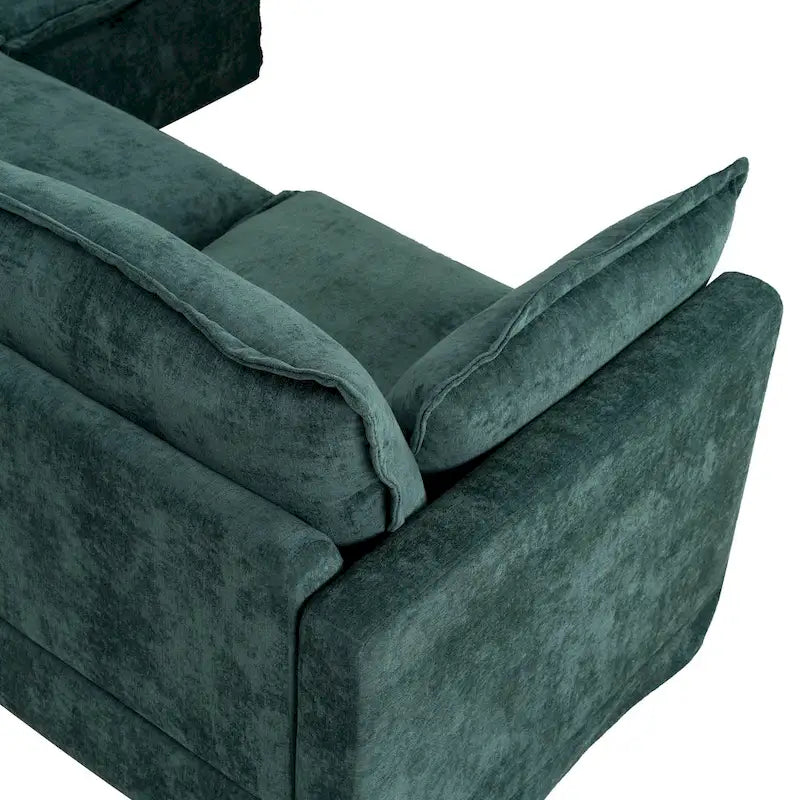 93,31 Faux Lenon Modułowa Sofa Narożna z Otomaną, Drewniany Stelaż