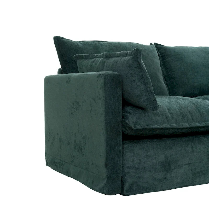 93,31 Faux Lenon Modułowa Sofa Narożna z Otomaną, Drewniany Stelaż
