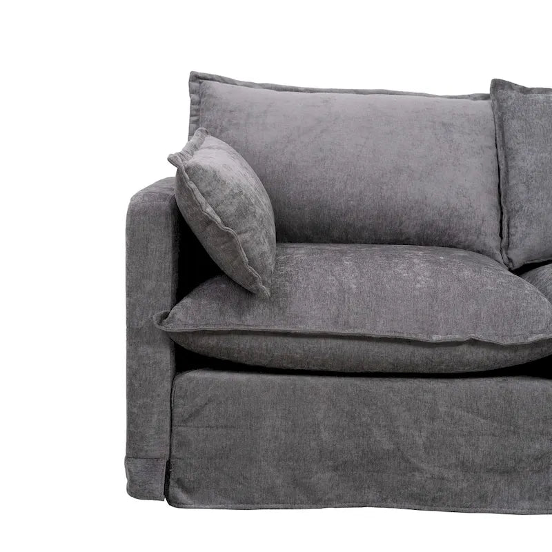93,31 Faux Lenon Modułowa Sofa Narożna z Otomaną, Drewniany Stelaż