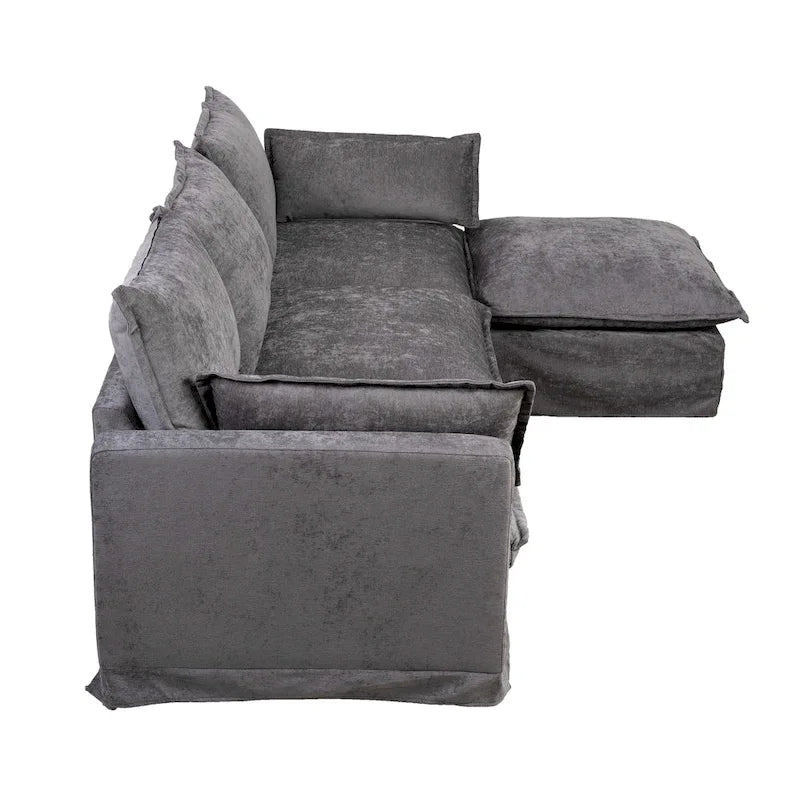 93,31 Faux Lenon Modułowa Sofa Narożna z Otomaną, Drewniany Stelaż