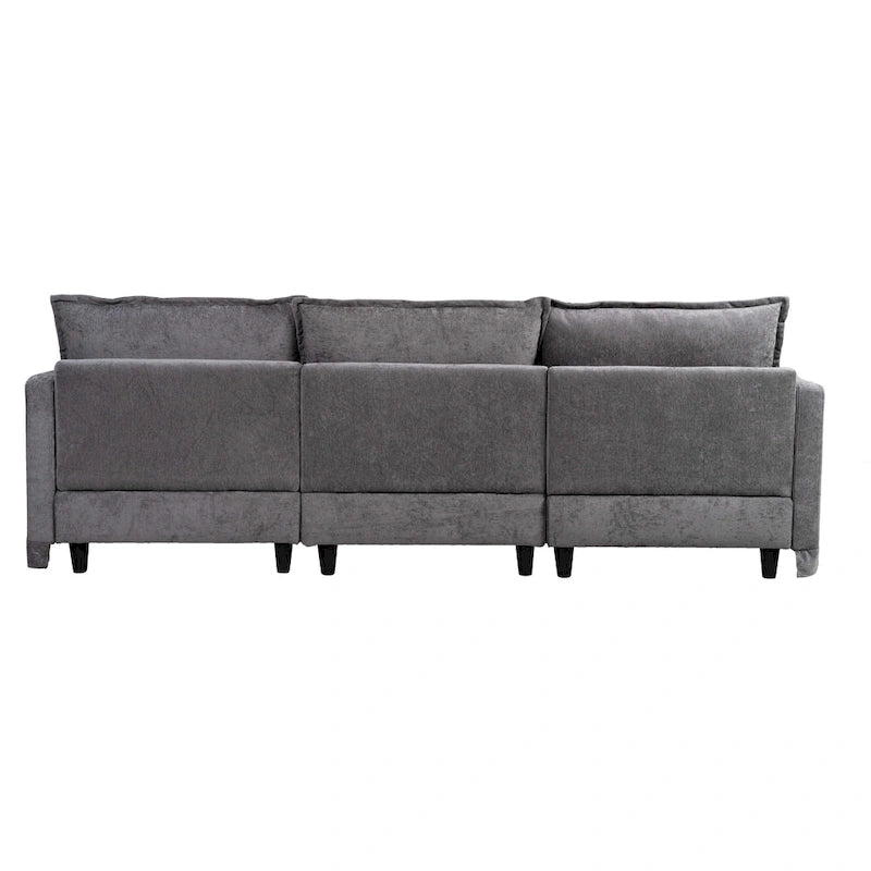 93,31 Faux Lenon Modułowa Sofa Narożna z Otomaną, Drewniany Stelaż