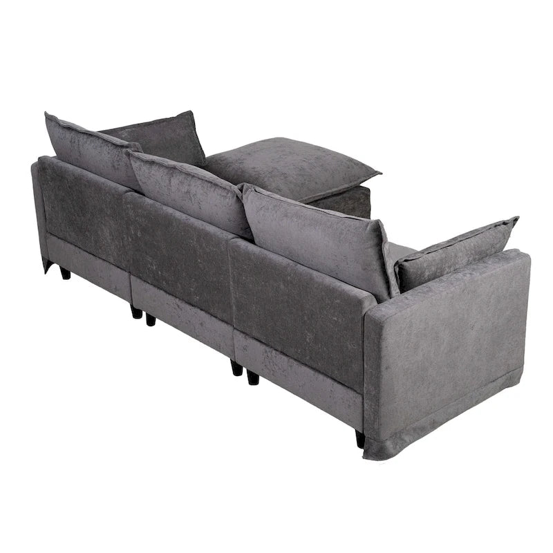 93,31 Faux Lenon Modułowa Sofa Narożna z Otomaną, Drewniany Stelaż