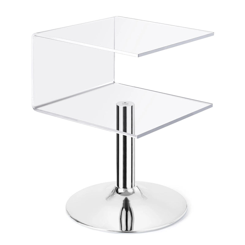 Table d'appoint en acrylique transparent moderne en forme de C - 60 cm H x 40 cm L x 40 cm P