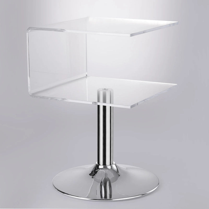 Table d'appoint en acrylique transparent moderne en forme de C - 60 cm H x 40 cm L x 40 cm P