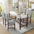 Ensemble de salle à manger moderne 5 pièces hauteur comptoir, table de bar en faux marbre et 4 chaises assise rembourrée