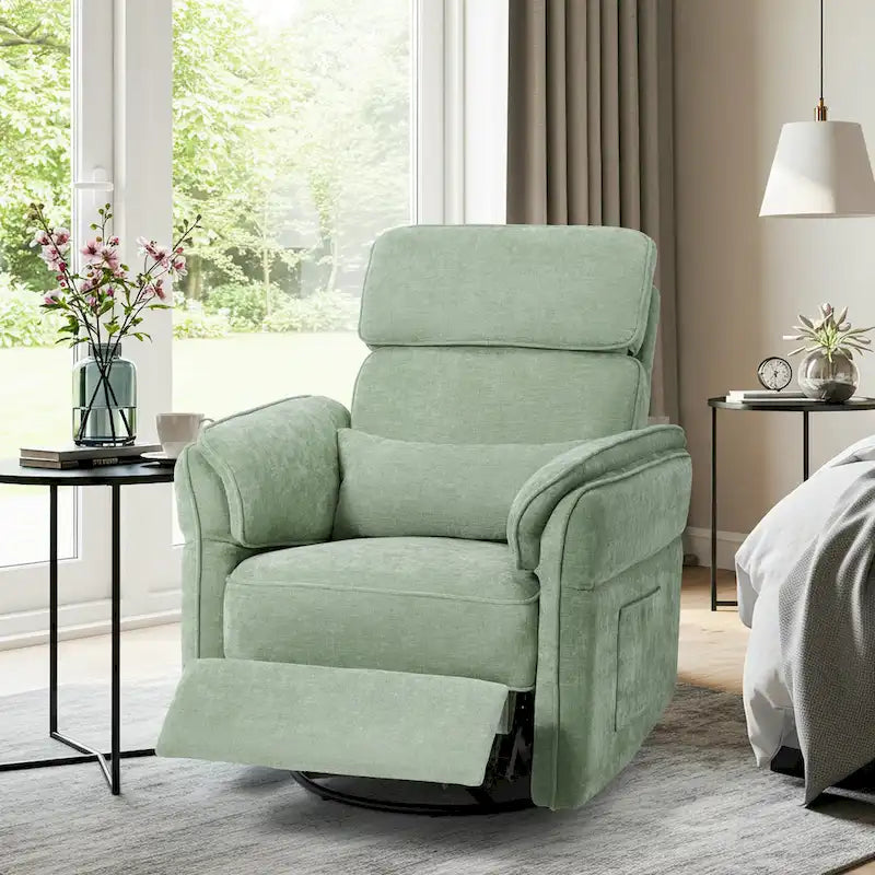 Fauteuil inclinable, pivotant et berçant EROMMY avec appuie-tête et accoudoirs réglables, chargement USB et Type-C, pour chambre de bébé