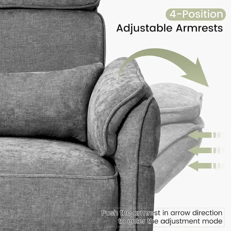 Fauteuil inclinable, pivotant et berçant EROMMY avec appuie-tête et accoudoirs réglables, chargement USB et Type-C, pour chambre de bébé
