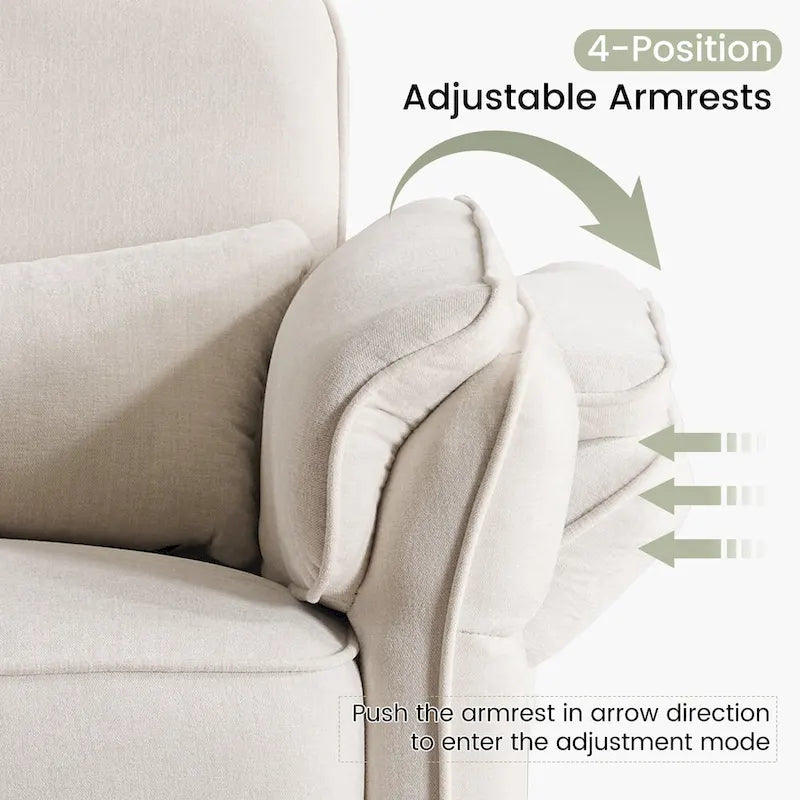 Fauteuil inclinable, pivotant et berçant EROMMY avec appuie-tête et accoudoirs réglables, chargement USB et Type-C, pour chambre de bébé