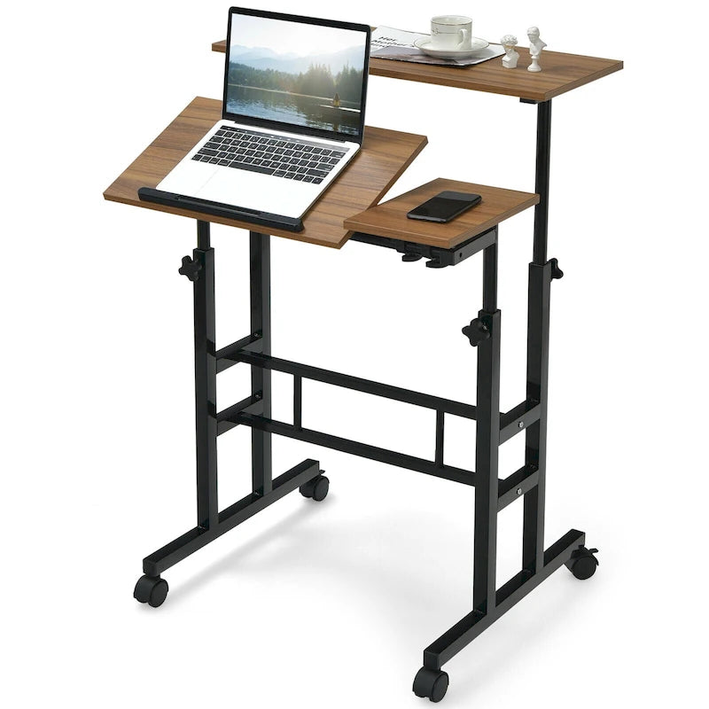 Gymax Bureau informatique mobile réglable inclinable
