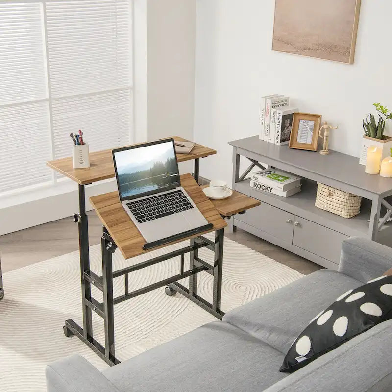Gymax Bureau informatique mobile réglable inclinable