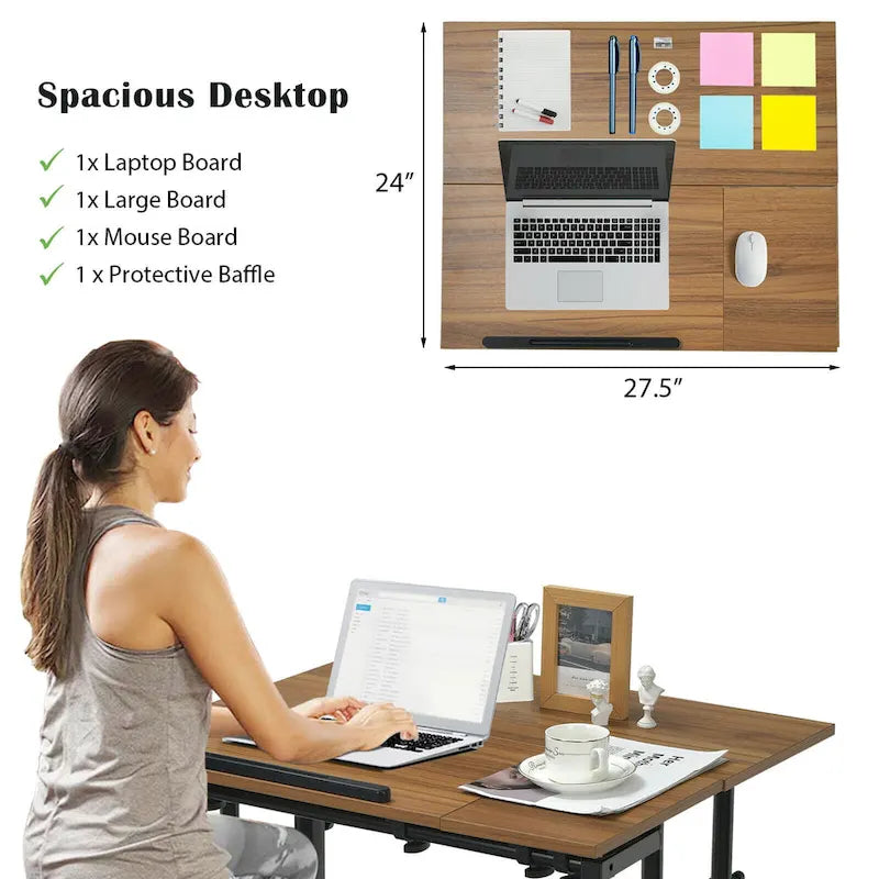 Gymax Bureau informatique mobile réglable inclinable