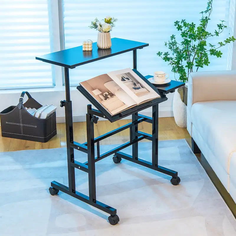 Gymax Bureau informatique mobile réglable inclinable