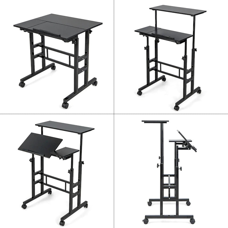 Gymax Bureau informatique mobile réglable inclinable