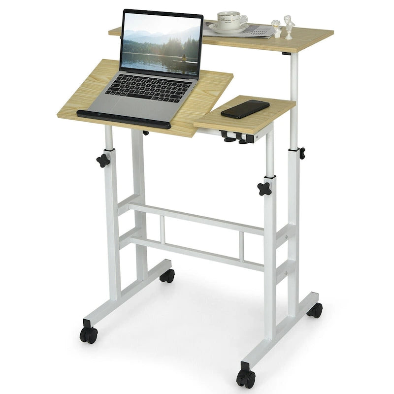 Gymax Bureau informatique mobile réglable inclinable