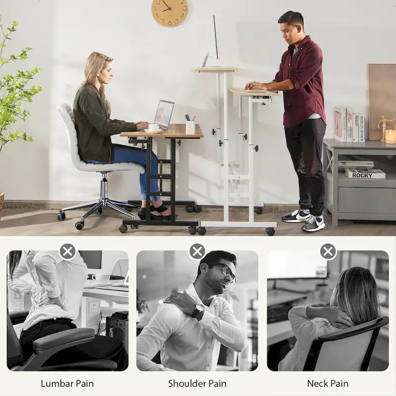 Gymax Bureau informatique mobile réglable inclinable