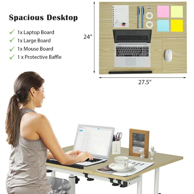Gymax Bureau informatique mobile réglable inclinable