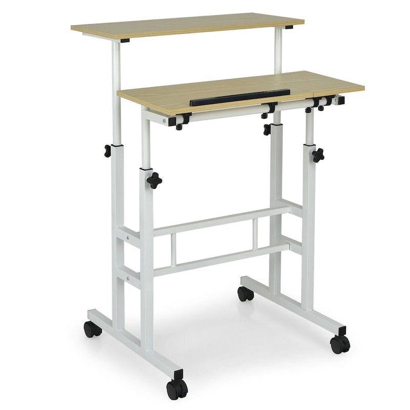 Gymax Bureau informatique mobile réglable inclinable