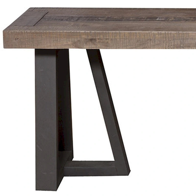 Ławka do jadalni z czarnego metalu i naturalnego drewna sosnowego, rustykalna, postarzana – 14 gł. x 75 szer. x 18 wys.