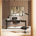 Fauteuil inclinable de salon Jovan 31.5 en bois courbé et cuir véritable
