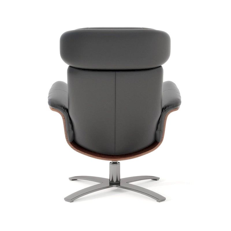 Fauteuil inclinable de salon Jovan 31.5 en bois courbé et cuir véritable