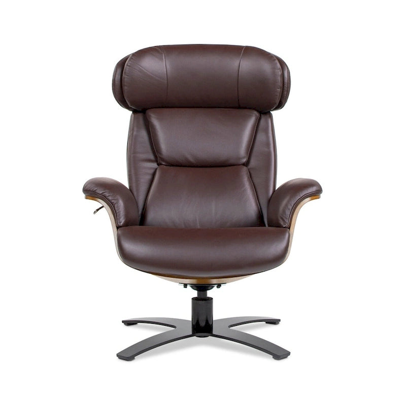 Fauteuil inclinable de salon Jovan 31.5 en bois courbé et cuir véritable
