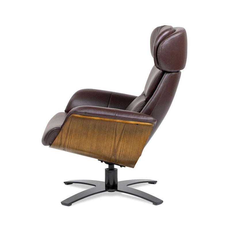 Fauteuil inclinable de salon Jovan 31.5 en bois courbé et cuir véritable