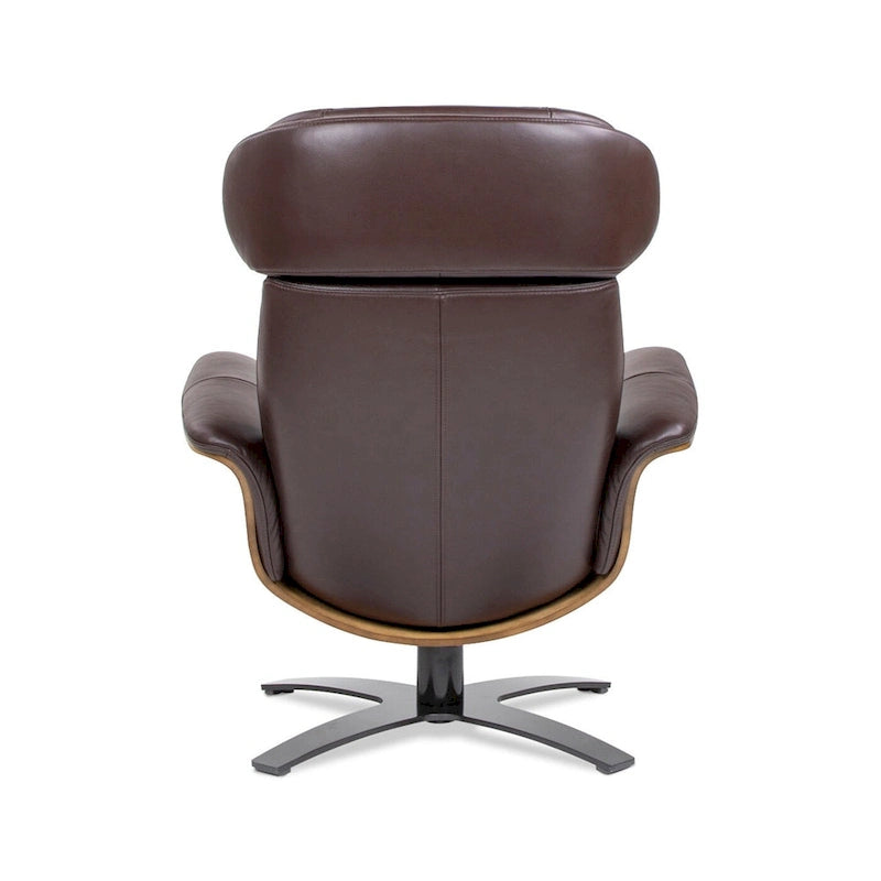 Fauteuil inclinable de salon Jovan 31.5 en bois courbé et cuir véritable