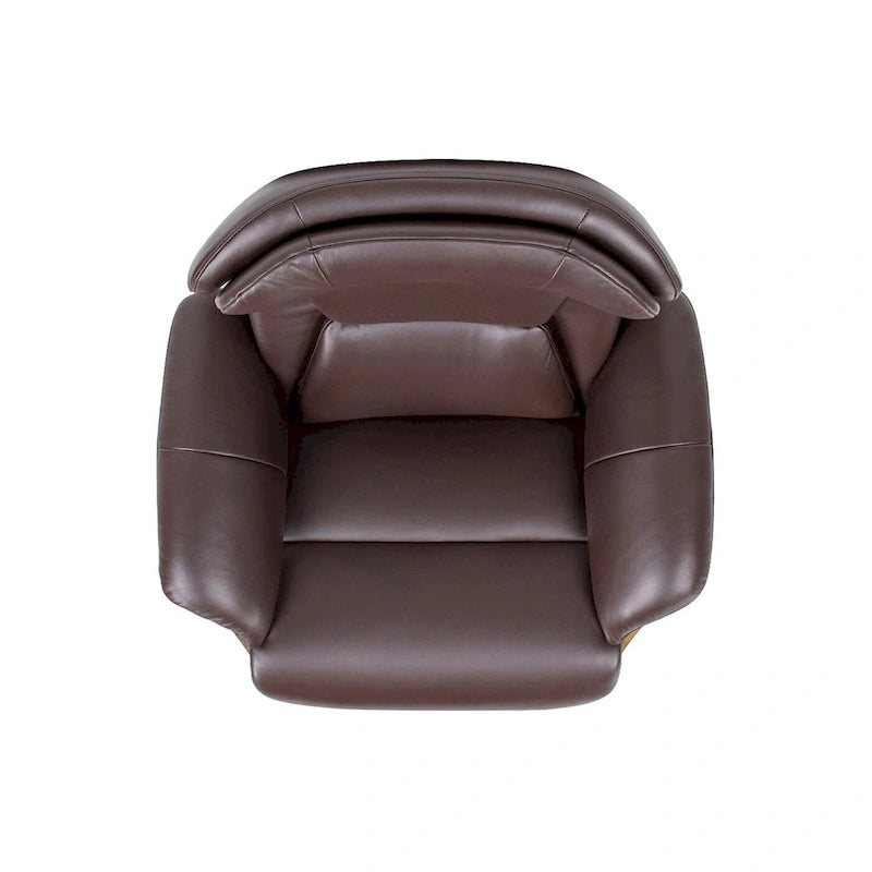 Fauteuil inclinable de salon Jovan 31.5 en bois courbé et cuir véritable