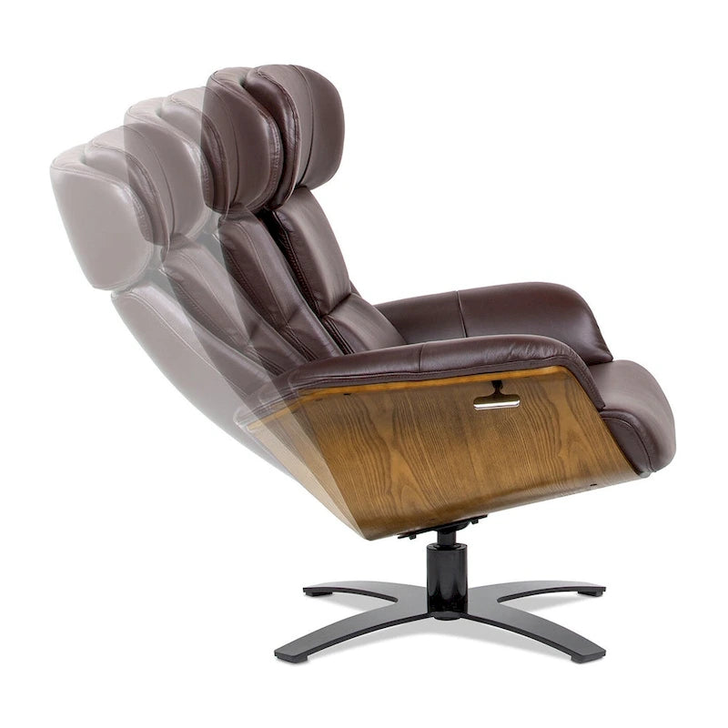 Fauteuil inclinable de salon Jovan 31.5 en bois courbé et cuir véritable