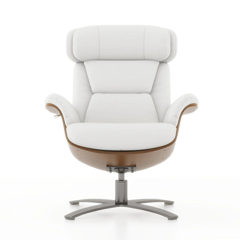 Fauteuil inclinable de salon Jovan 31.5 en bois courbé et cuir véritable