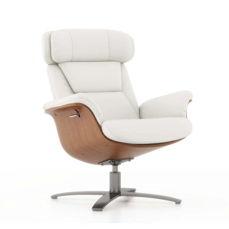 Fauteuil inclinable de salon Jovan 31.5 en bois courbé et cuir véritable