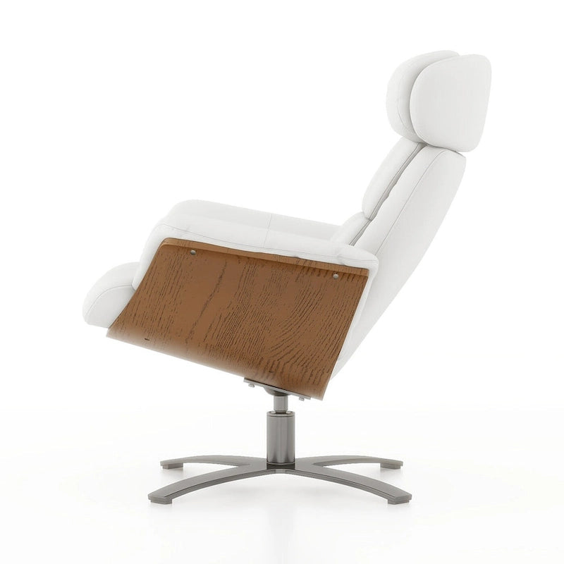 Fauteuil inclinable de salon Jovan 31.5 en bois courbé et cuir véritable