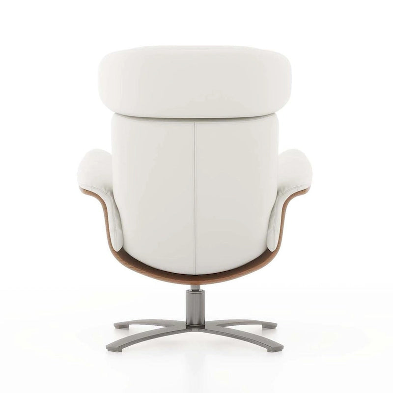 Fauteuil inclinable de salon Jovan 31.5 en bois courbé et cuir véritable