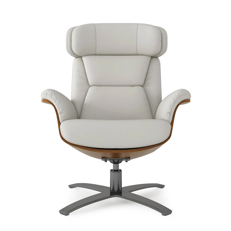 Fauteuil inclinable de salon Jovan 31.5 en bois courbé et cuir véritable