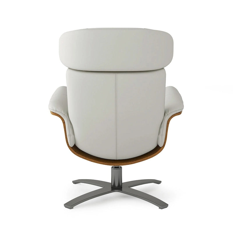 Fauteuil inclinable de salon Jovan 31.5 en bois courbé et cuir véritable