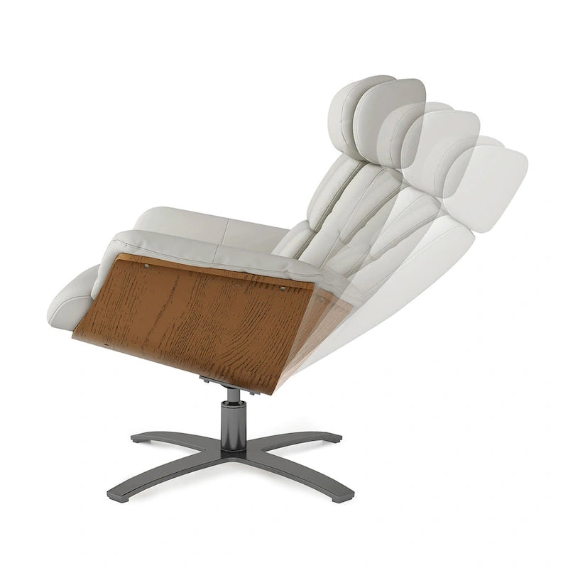 Fauteuil inclinable de salon Jovan 31.5 en bois courbé et cuir véritable