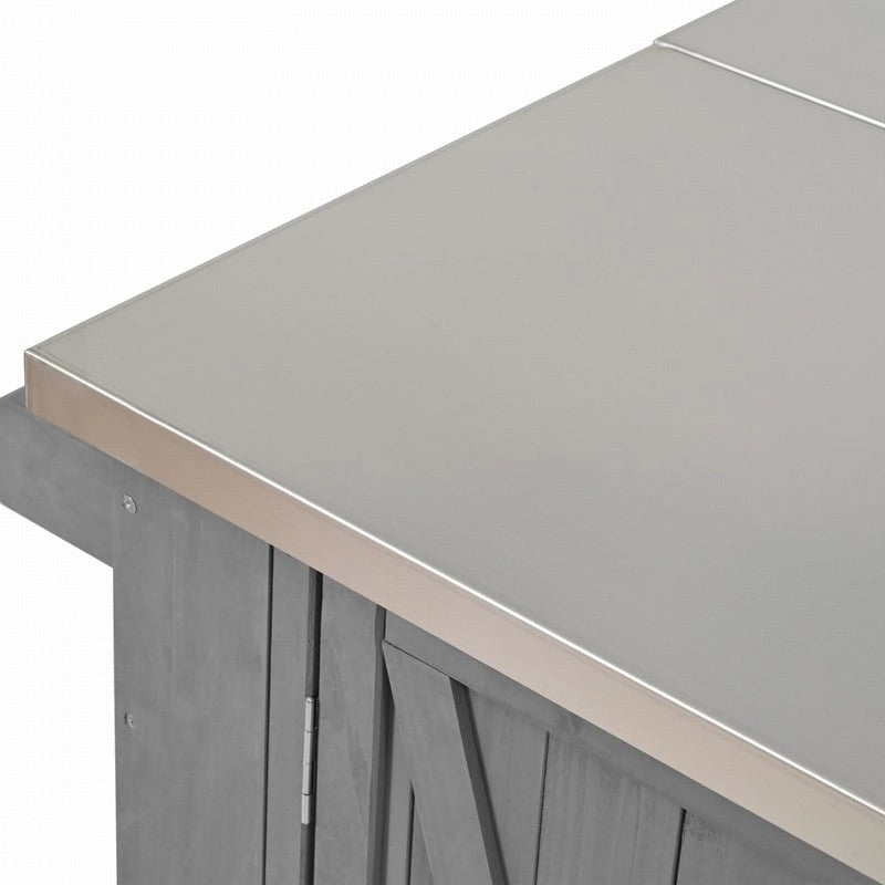 Îlot de cuisine d'extérieur 52.25 avec plateau en acier inoxydable, grand espace de rangement, porte-serviettes et porte-épices, et un décapsuleur