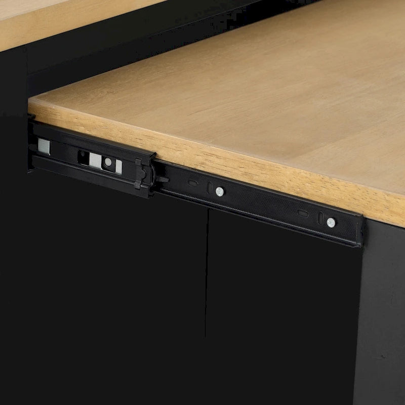 Îlot de cuisine extensible sur roulettes, Desserte de cuisine roulante mobile, Meuble de bar avec étagère de rangement interne, 2 tiroirs et 2 placards