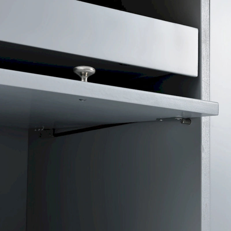 Desserte de cuisine îlot avec éclairage LED, bar de petit-déjeuner à abattants sur roulettes, meuble bar avec 2 tiroirs, 2 portes vitrées et 1 placard basculant
