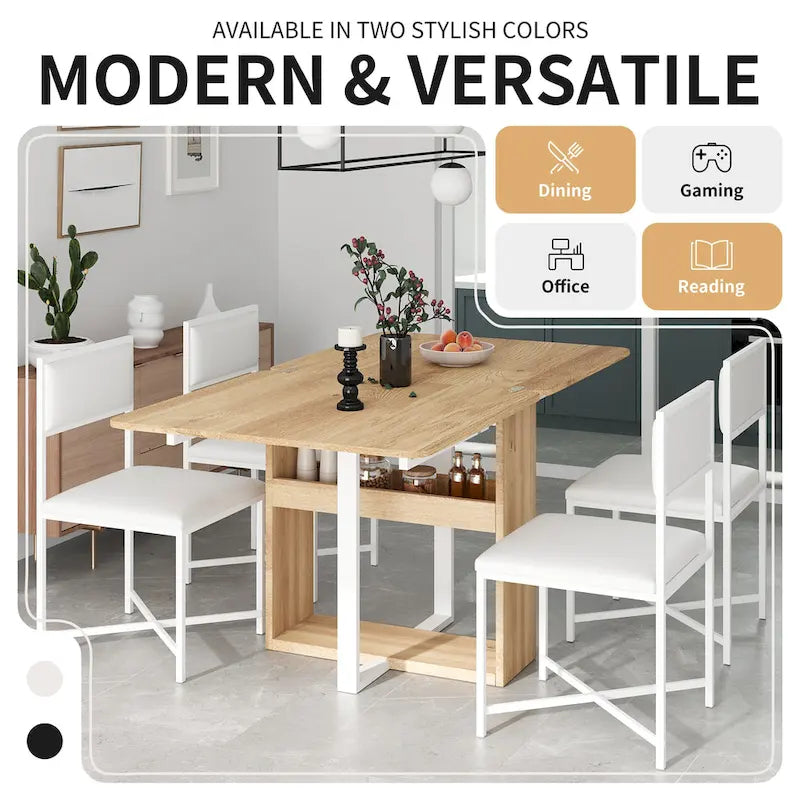 Ensemble table de salle à manger extensible pour 4Ensemble de salle à manger moderne et compact avec table pliante