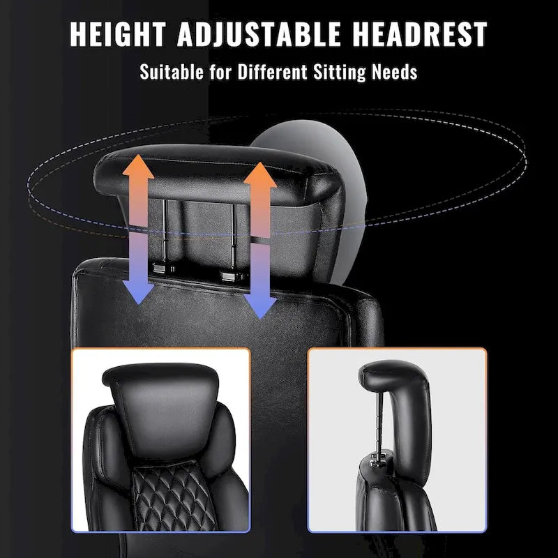 Chaise de bureau BOSSIN Lift-Headrest pour personnes de grande taille 500 lb - Cuir robuste avec repose-pieds rétractable et support lombaire