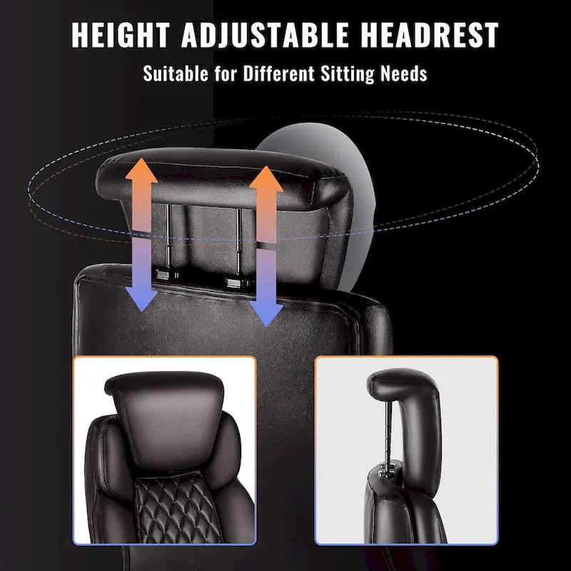 Chaise de bureau BOSSIN Lift-Headrest pour personnes de grande taille 500 lb - Cuir robuste avec repose-pieds rétractable et support lombaire