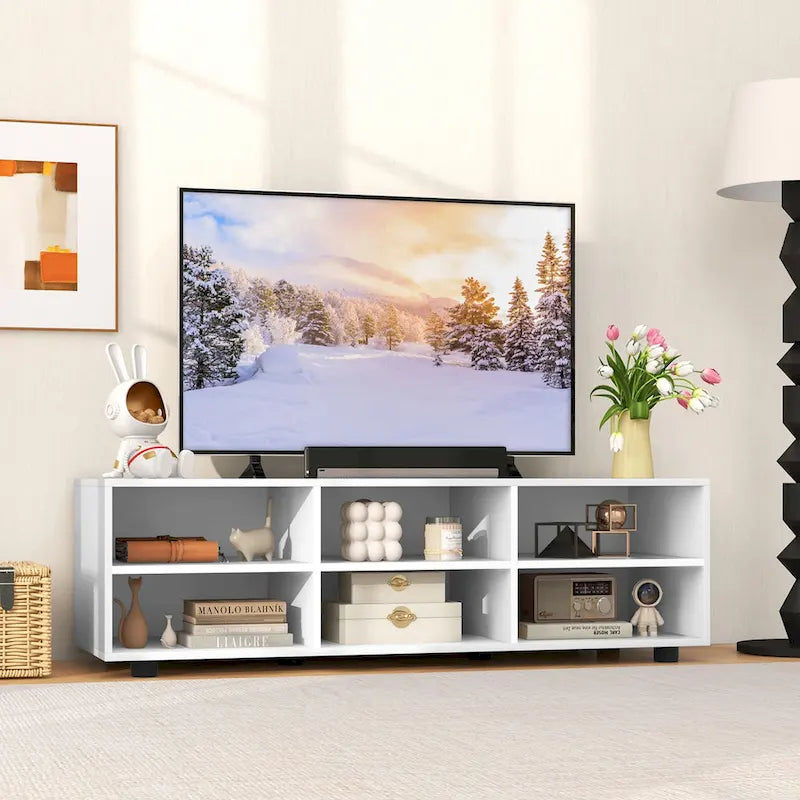 Meuble TV Gymax pour téléviseur 50 pouces, support TV 42 avec 3 étagères réglables